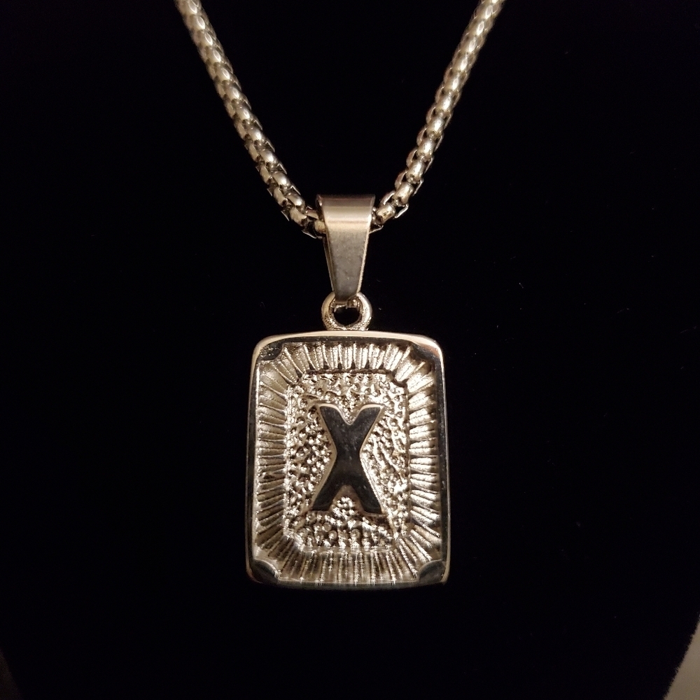 New Gold Plated Initial "X" Box Chain Necklace